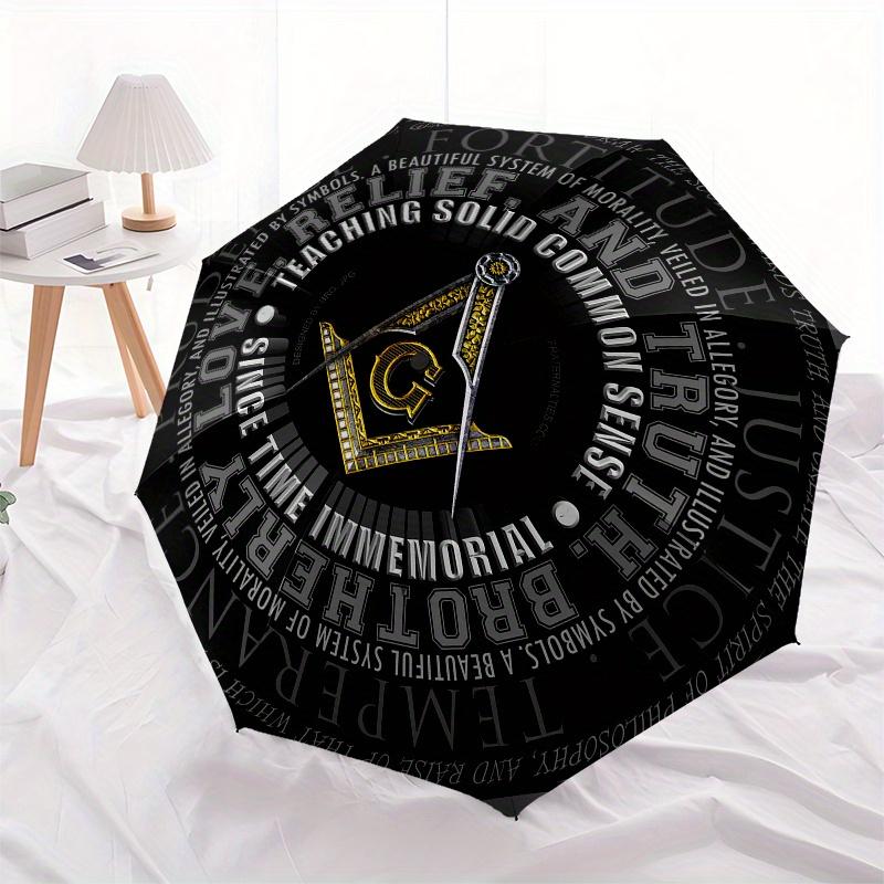 Masonic Square and Compasses Umbrella, Portable 3-Fold Umbrella for Men & Women,Ha