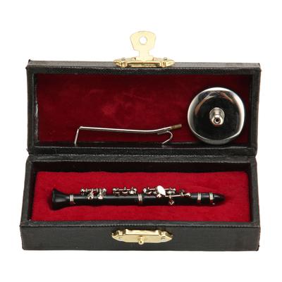Miniatúrny replika klarinetu so stojanom a puzdrom Mini model hudobného nástroja Dekorácia do domčeka pre bábiky 3,1 palca