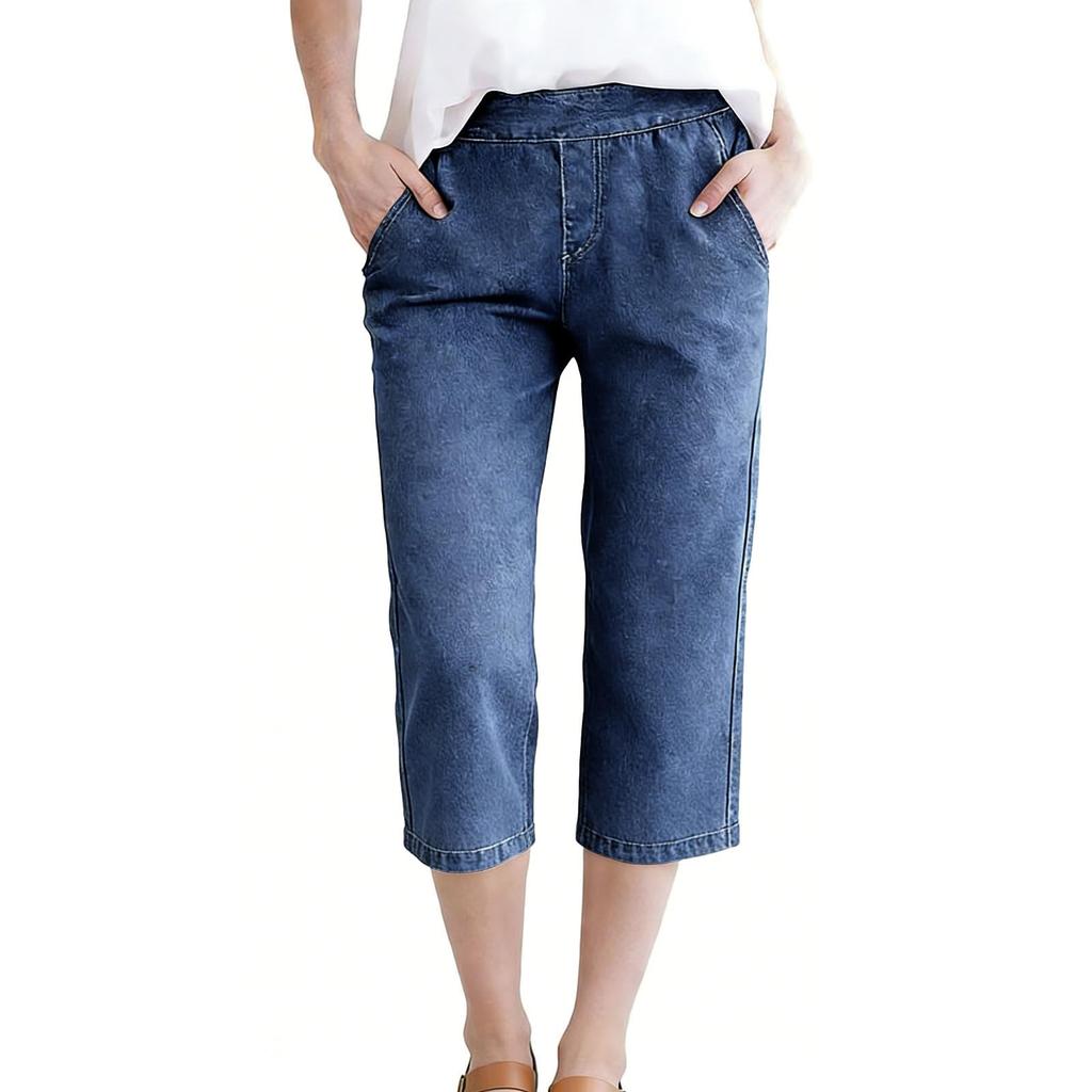 Jeans Coupe Droite pour Femmes Jeans Avec Poches Pantalons en Denim Décontractés