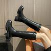Fashion Women's Long Boots Middle Heel Round Toe Large Size Warm Boot Work New In Ladies Knee High Shaft Shoes Sale Spring Autumn Hot Pu