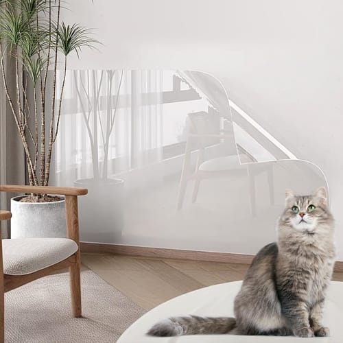 Cat Wallpaper Protector, Prevents Wall Staining and Cat Scratching, 45cm Wide x 10m Long, Transparent, Clear Wallpaper Sticker, Pet Scratch Prevention