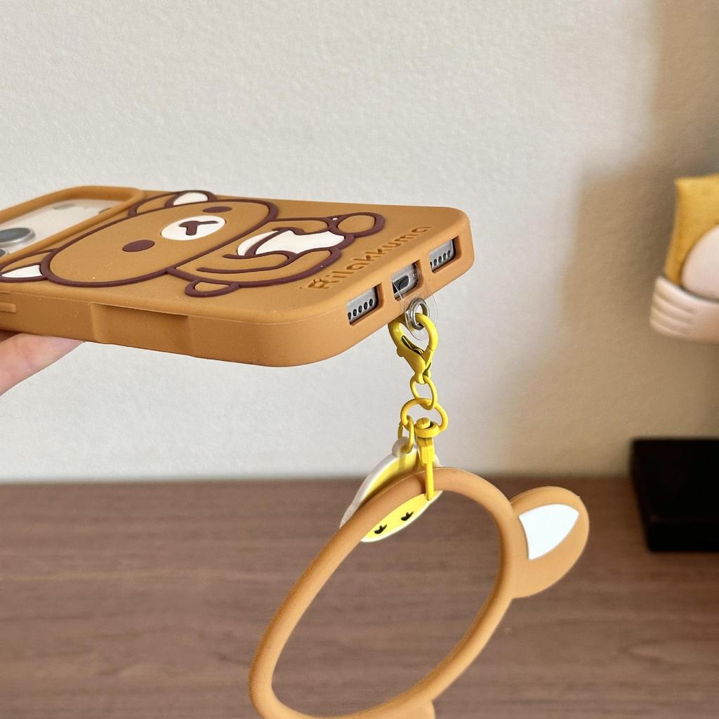 Rilakkuma Retro Stand iPhone 17 Pro Max Case - Silicone for Apple 16, 15, 14, 13
