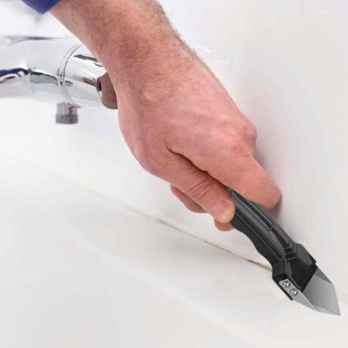 Caulking Tool Kit, Silicone, Rubber, Stainless Steel Finish Cutter, Caulking Spatula, Caulk Remover Cutter, Silicone Scraper with Interchangeable Head