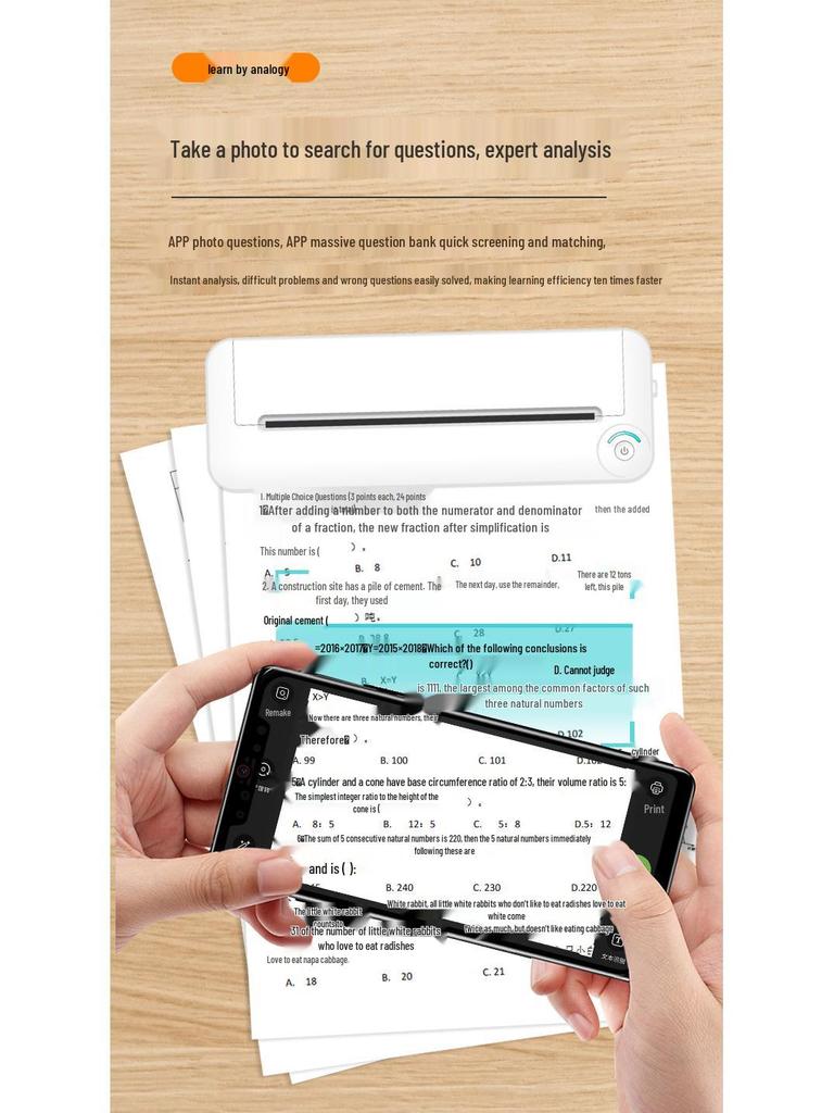 Portable A4 Bluetooth Thermal Printer for Home, Office & Study - Wireless Remote Printing