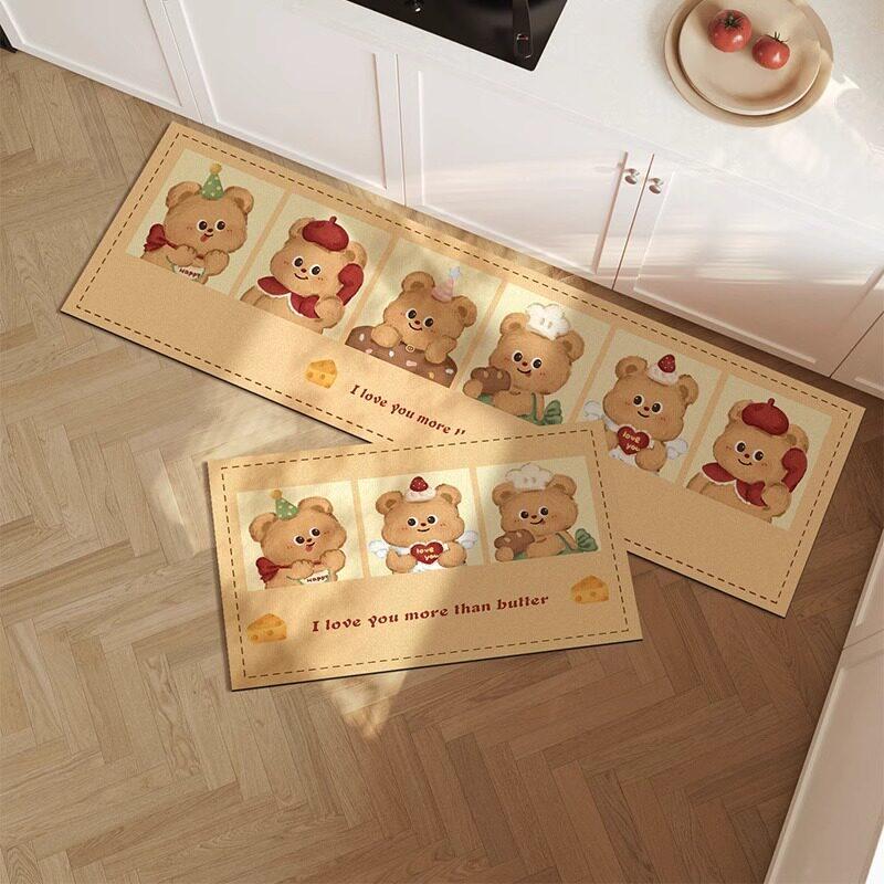 Watercolor Corgi Kitchen Mat Non Slip Absorbent Corridor Rug Home Decor