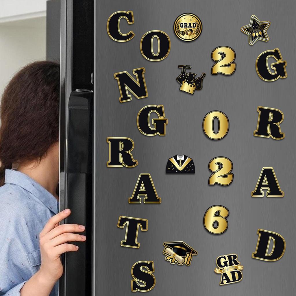 22-Pieces Congrats Grad Letter Magnets Strong Magnetic Reusable Party Grad Decals Graduation Refrigerator Magnets