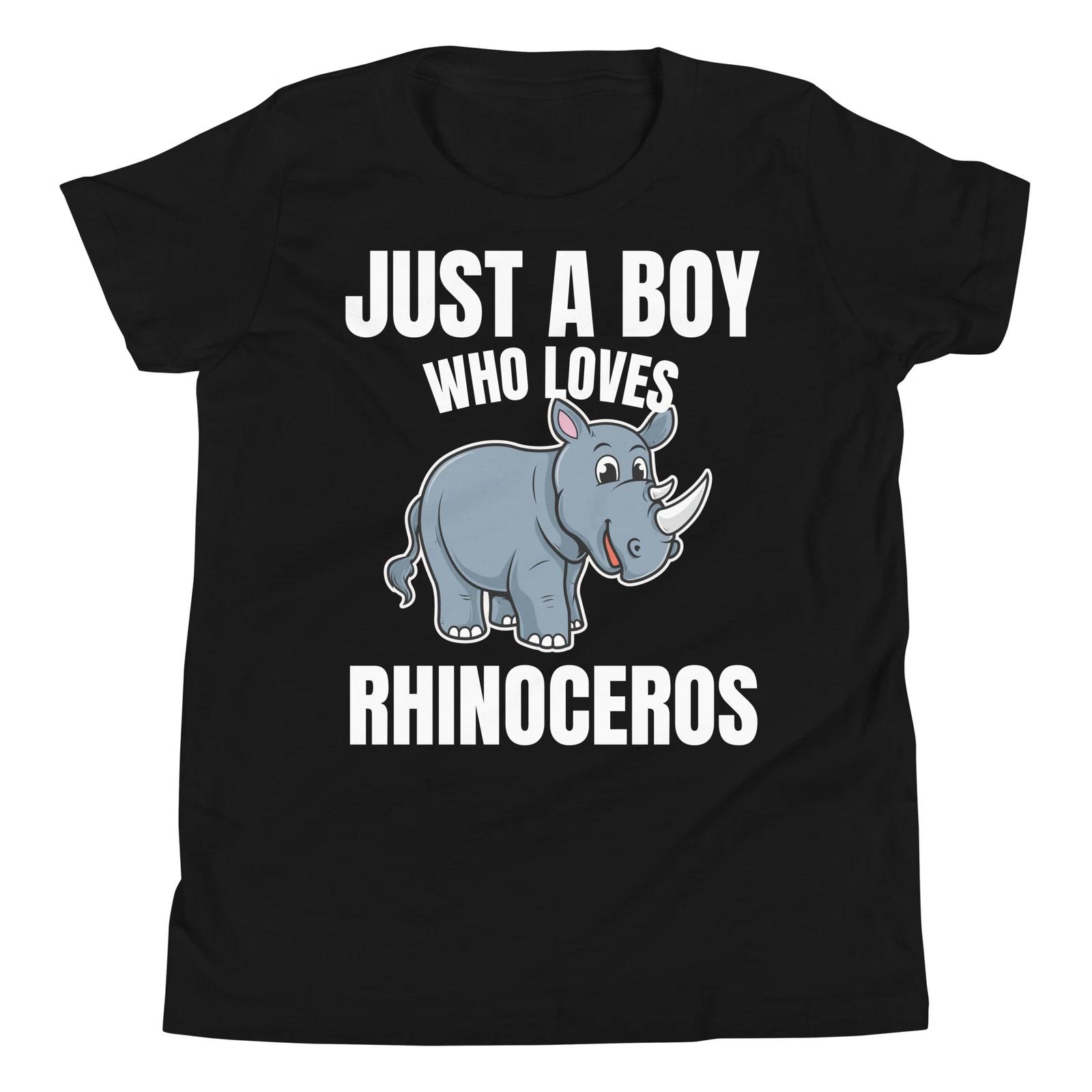 Just A Boy Who Loves Rhinoceros Zoo Animal Lover Rhino Youth T-Shirt 140