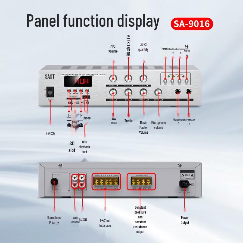 SAST SA-9016 Wall-Mounted Bluetooth Amplifier Speaker System (CN Version)
