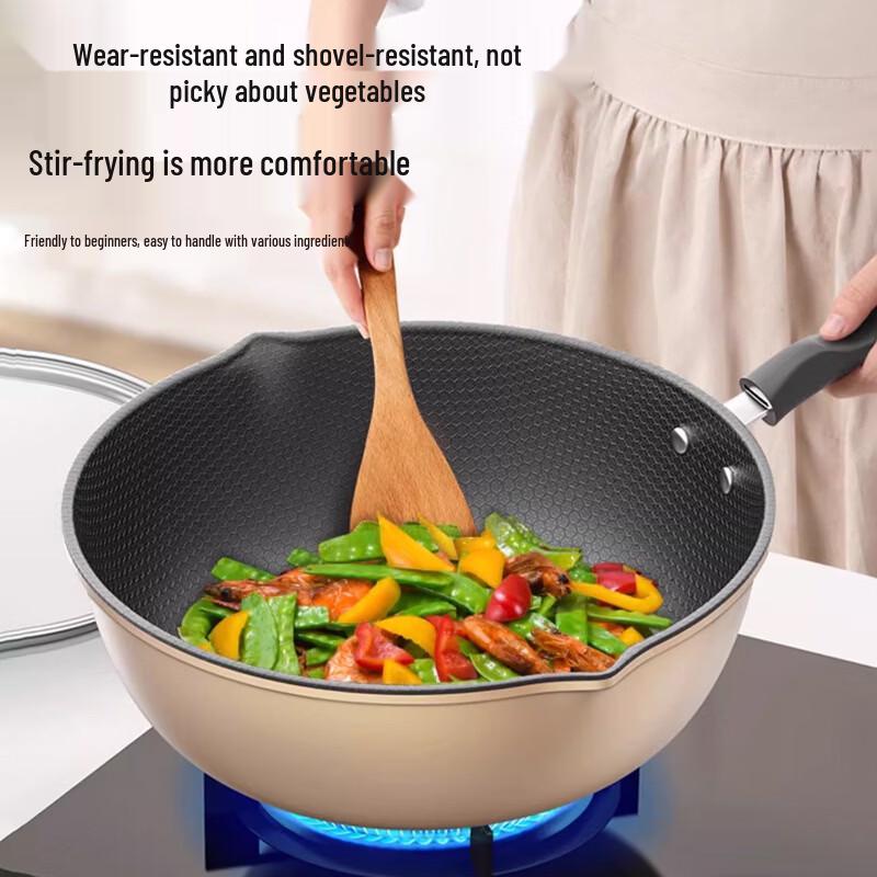 Zhi Shi 30CM Honeycomb Non-Stick Wok with Steamer