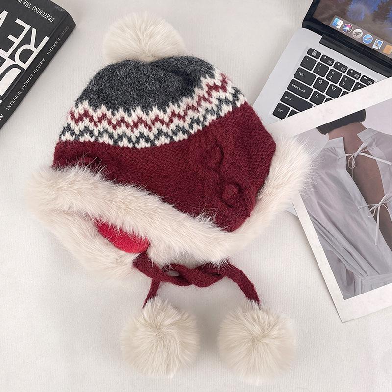 Plush Ear Protector Children'S Season Thickened And Velvet Warm Lei Feng Hat Northeast Cold-Proof Versatile Pullover Knitted Hat