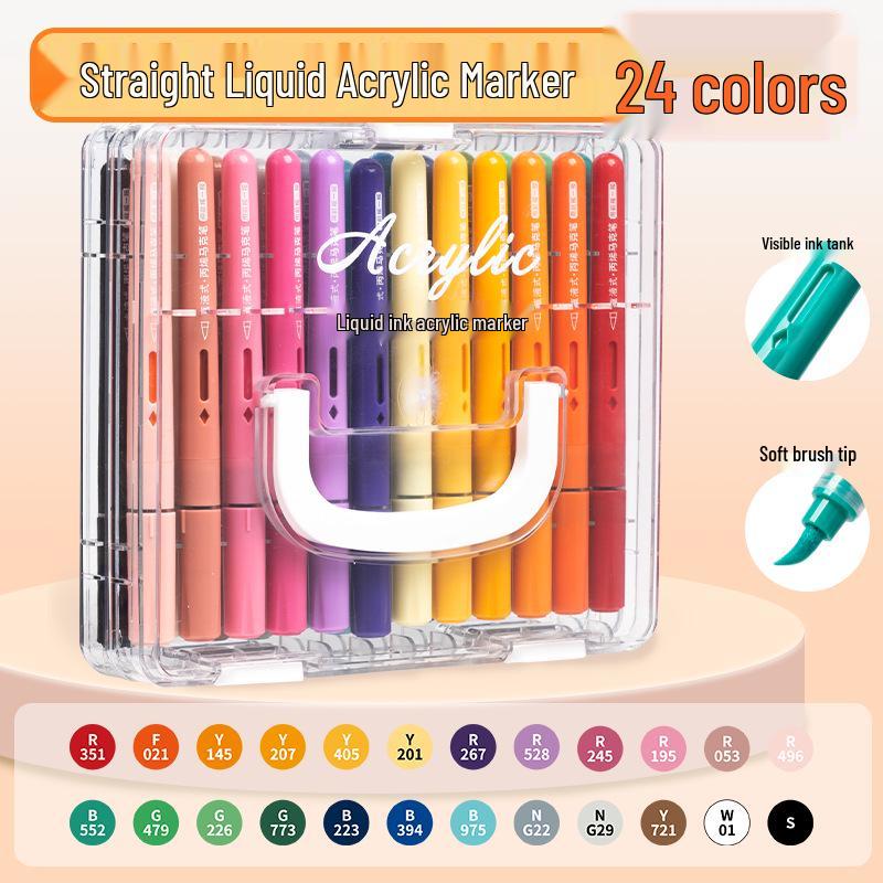 He Mu Acrylic Soft Tip Marker for Kids & Students - Opaque, Stackable, Watercolor Pen