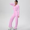 Women's High-Waisted Yoga Set: I-Beam Vest, Wide-Leg Pants, Skin-Friendly Sports Zipper Jacket