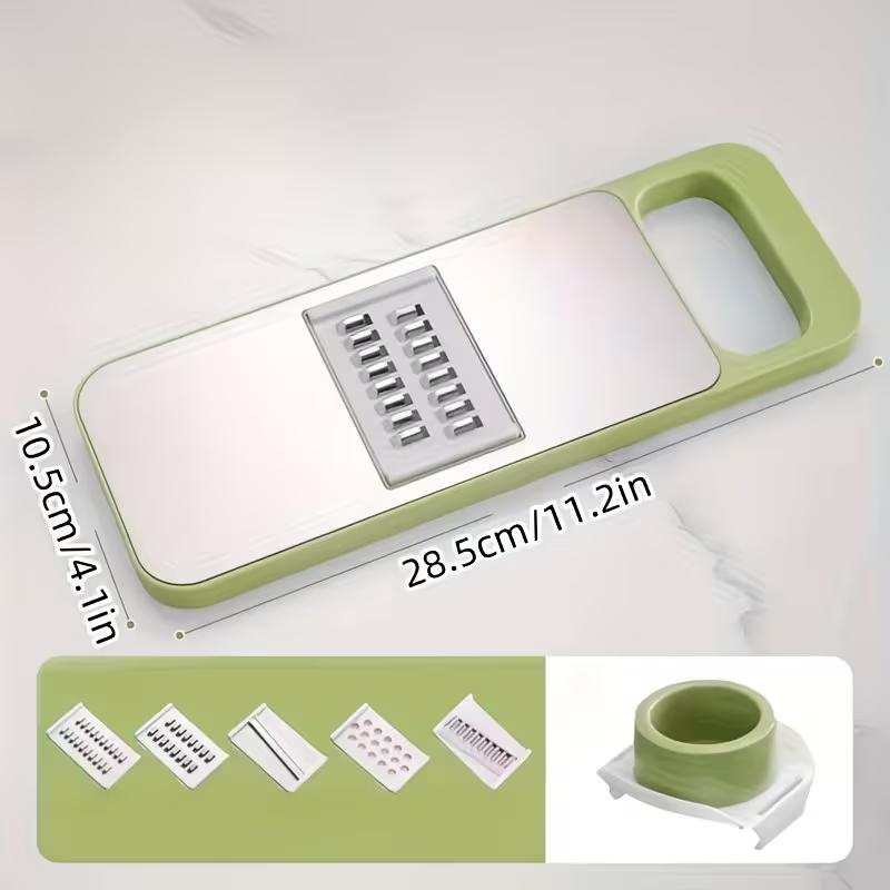 7pcs Stainless Steel Vegetable Slicer and Grater Set Multifunctional Interchangeable Blades Manual Kitchen Cutter Tool Kit for Potato Carrot Cucumber