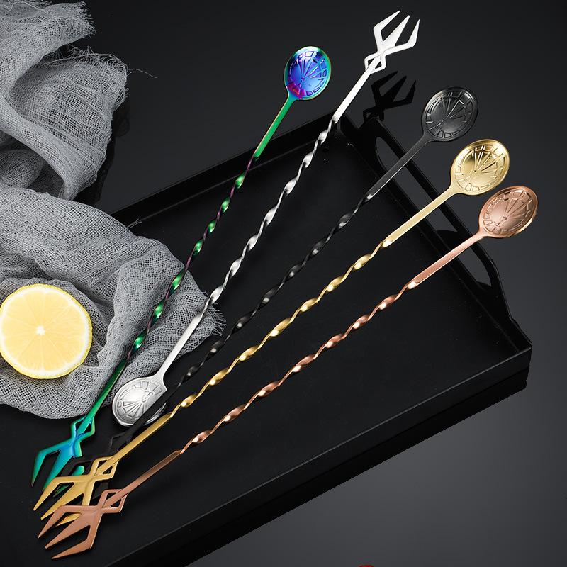 

36/32.2cm Spiral Bar Cocktail Spoon Stainless Steel Bartender Stir Spoons Muddlers Whisky Drinks Mixing Rod Kitchen Accessories