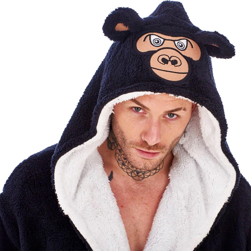 Keanu Mens Gorilla Head Fleece Dressing Gown