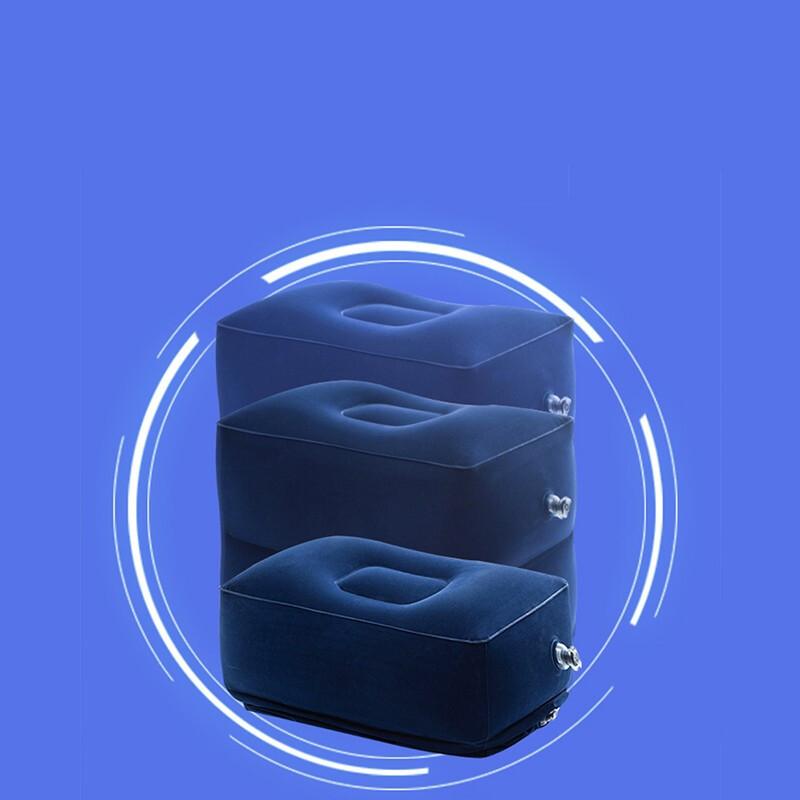 Inflatable Foot Cushion PVC Flocked Three-layer Foot Cushion Long-distance Airplane Travel Footrest Cushion Can Be Changed Layer Inflatable Footstool