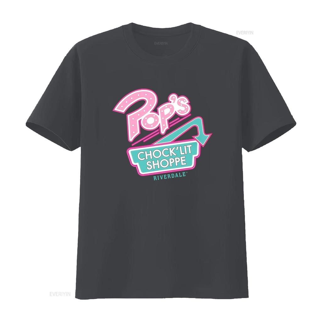 Riverdale Mens Pops ChockLit Shoppe Logo T Shirt Vintage Washed Stretched Versatile Top For Everyday Wear Homme