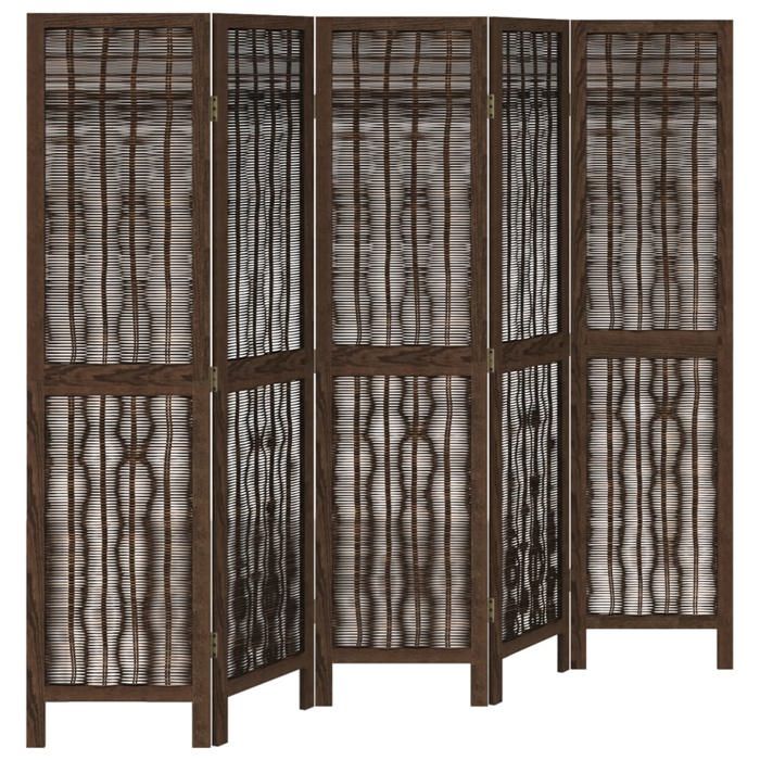 VidaXL Cloison de Séparation 5 Panneaux, Séparateur de Pièce, Écran d'Intimité, Paravent Chambre Salon, Marron Foncé 358661