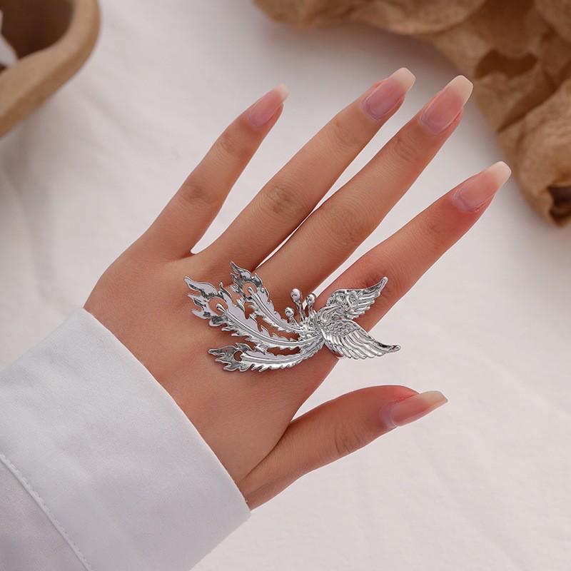 European & American Style Five-Petal 3D Flower Open Ring - Bold Metal Alloy Design