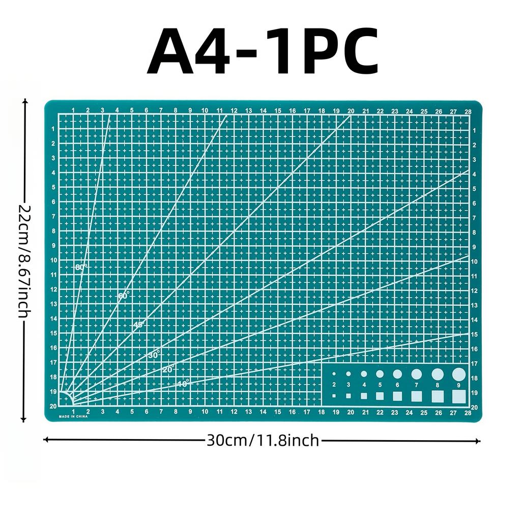 A3/A4 Size Green Multifunctional Self-Healing Cutting Mat, 0.9mm Thick, Non-Slip, Durable for DIY, Paper Cutting, Craft Projects & Carving