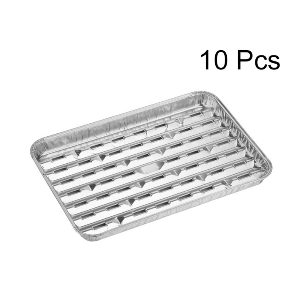 10PCS Rectangular Disposable Aluminum Foil Grilling Pan Thickened BBQ Tin Tray Barbecue Tray  Oven 10 Pcs