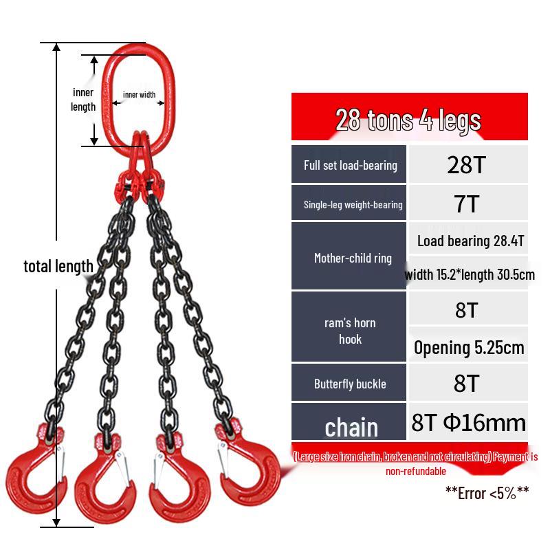 G80 Manganese Steel Chain Sling with Hook and Shackle for Lifting and Overhead Crane Operations