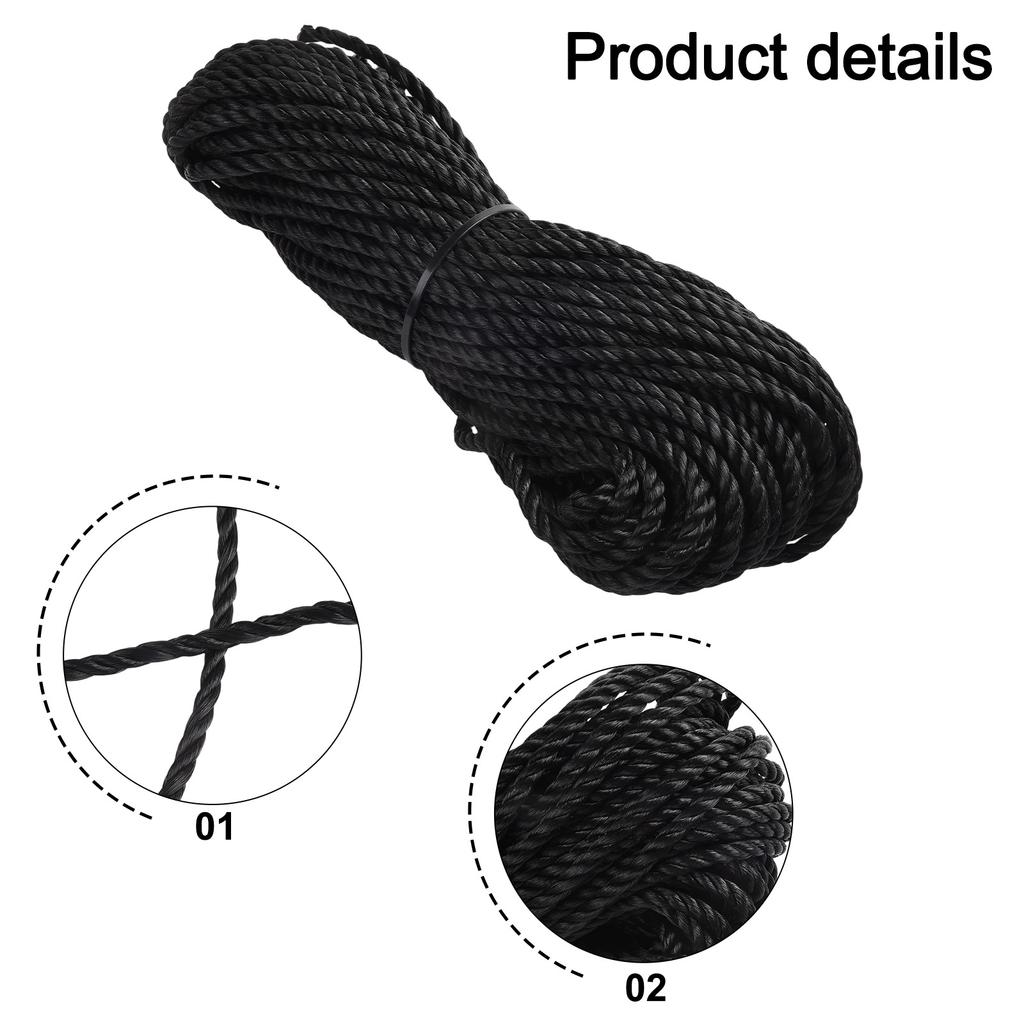 6mm 3-Strand Paracord-Rope Black Rope Coils Nylon Polypropylene Rope Boat Rope For Home Decoration Accessories