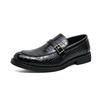 Men's Large Size Autumn Slip-on Leather Shoes, British Style Pointed Toe with Buckle