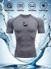 Men's Compression Shirt Quick Dry White Gym T-Shirt Black Grinning Monster Print Workout Sportswear