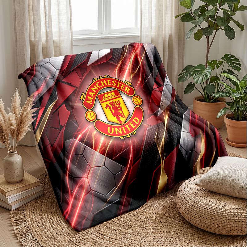 Manchester United Theme Blanket Soft Flannel Blanket Plush Throw Blanket Cozy Sofa Bed Blanket for Home Decor