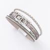 Leather Double Ring Magnetic Buckle Zircon Bracelets Handmade Weaving Men Women Fashion Versatile Bracelet