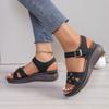 Slope heel open-toed women's sandals size women's shoes autumn and summer European and American new casual beach shoes