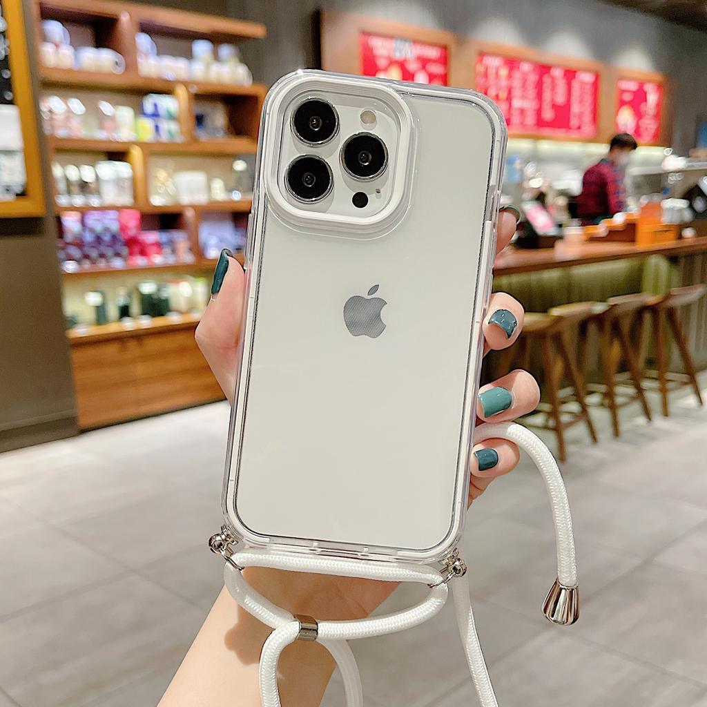 Applicable To the New Apple 14PROMAX Mobile Phone Case iPhone13 Mobile Phone Case Apple 14 Three-in-one Transparent Lanyard