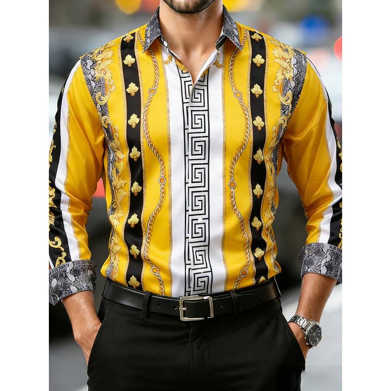 2026 Men's HD Baroque Pattern HD 3D Printed Shirt Casual Long Sleeve Button Designer Shirt Wedding Party Clothes for Men for You