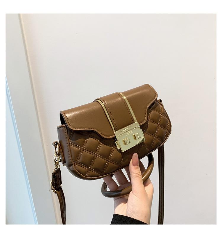 

Осінній ланцюжок, корейська версія, невелика жіноча сумка 2024 року, нова модна повсякденна сумка через плече в іноземному стилі, модна квадратна сумка-мессенджер з діамантами темно-коричневого кольору
