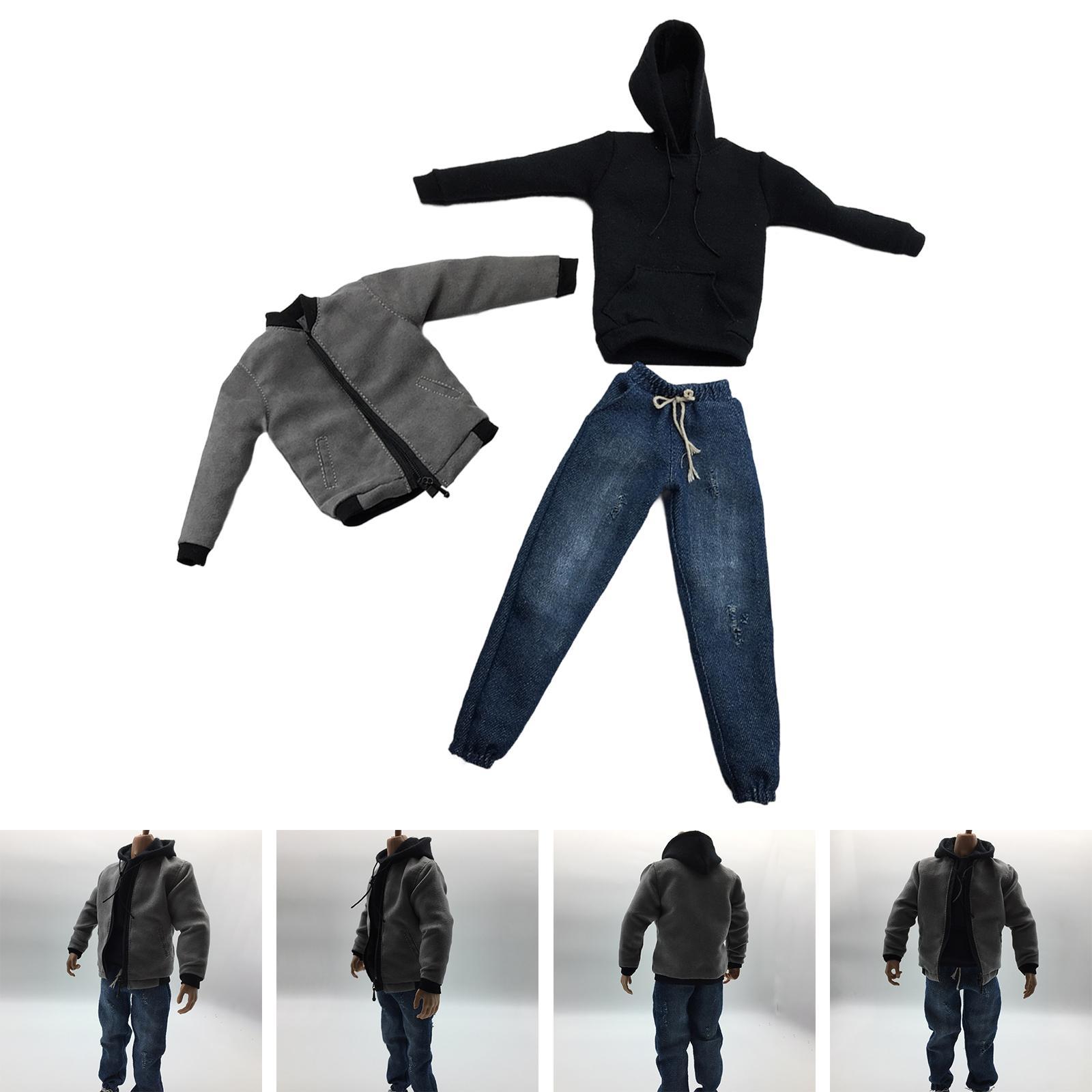 

1/6 Scale Male Figure Doll Clothes Jacket and Pants Handmade Miniature Clothing Costume for 12 inch Doll Model Figures Body Accs сірий колір