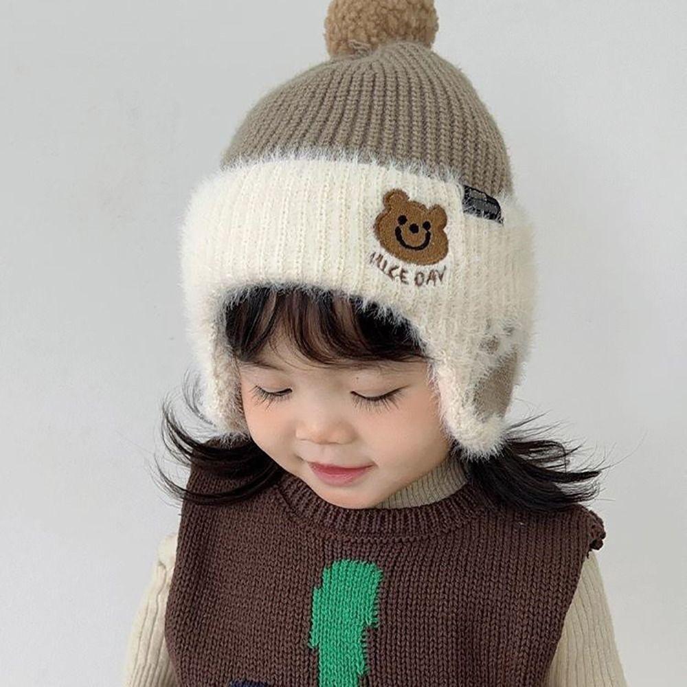 Wool Ear Protection Hat Soft Children Beanies Baby Wear Woolen Knitted Hats  Infant