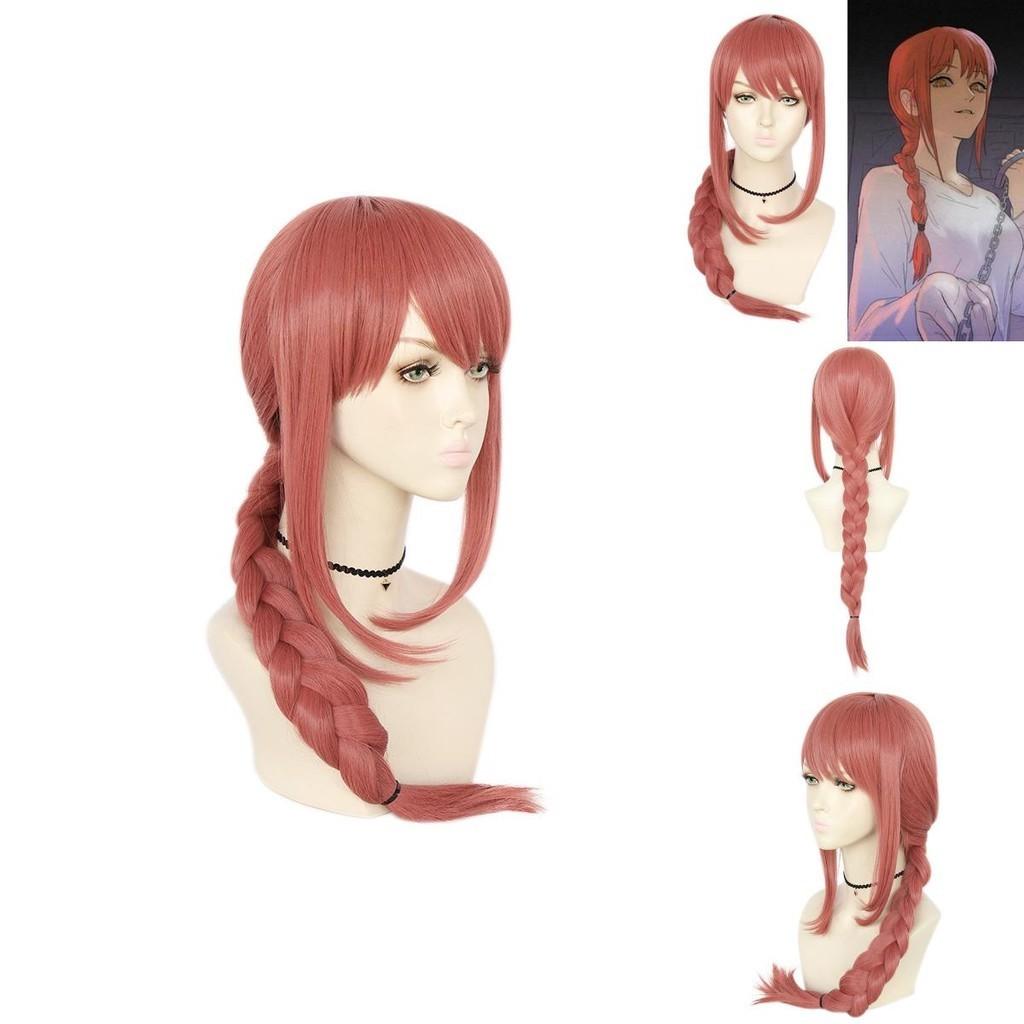 Chic Chainsaw Man Makima Wig Long Pink Braid Synthetic Fiber For Cosplay And Party Props