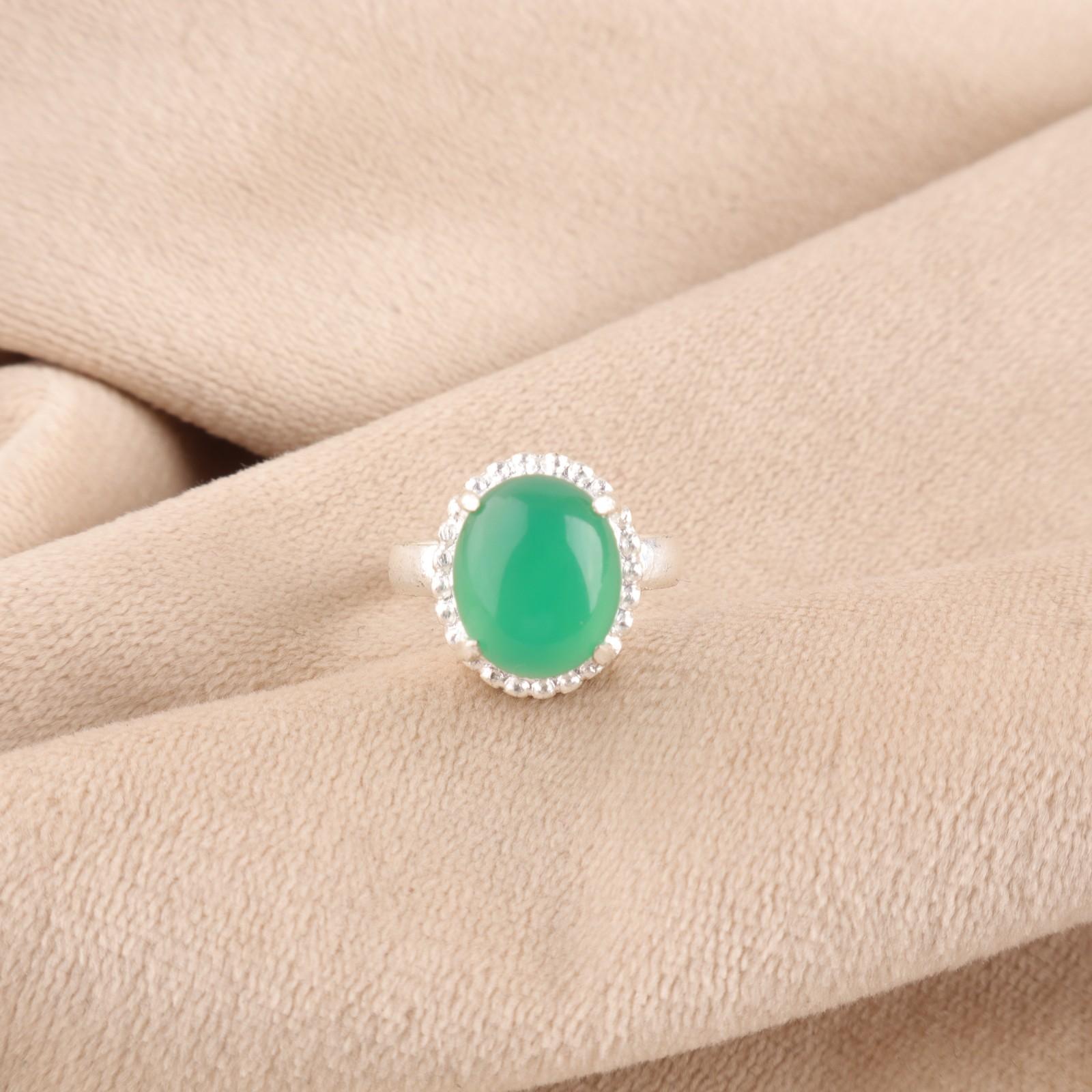 

Овальный камень зеленый оникс Новый коктейльный подарок лучшим сестрам кольцо серебро 925 пробы RR-28-21 15