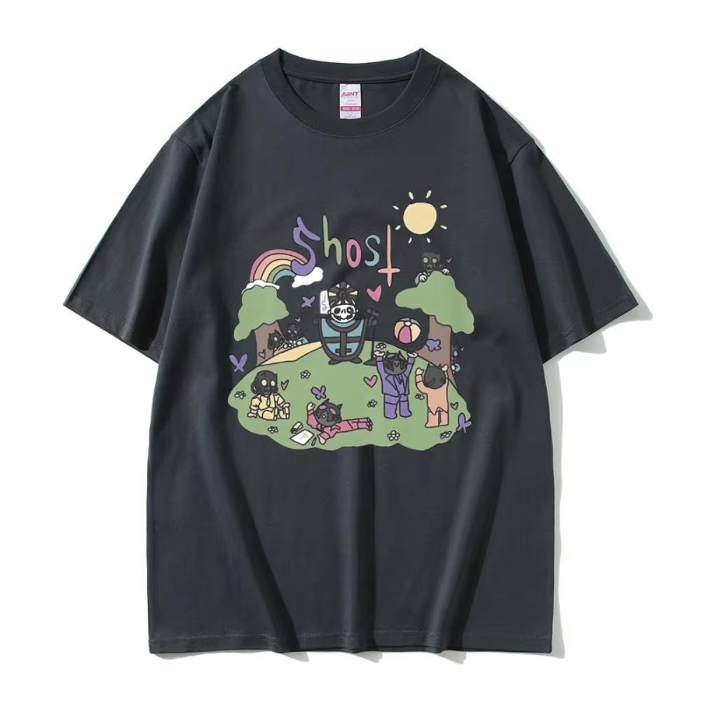 Cartoon Style Rock Ghost Band Graphic T-shirt Summer Mael Fashion Oversized T Shirts Men's Women Gothic Vintage Metal Rock Tees