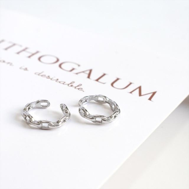 

LKO Real 925 Sterling Silver Trendy Ear Cuff For Girl Retro Circle Clip-on Simple Earrings For Women Jewelry серебряный