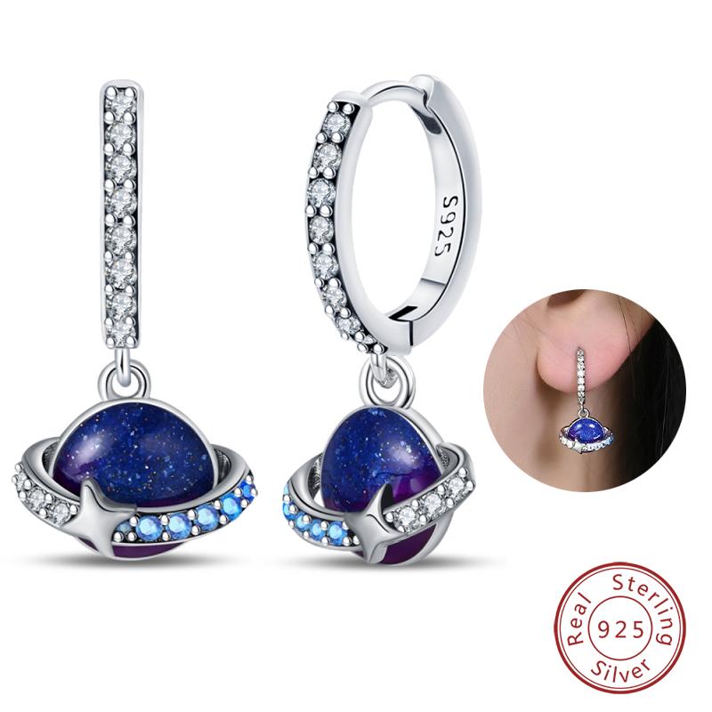 100% 925 Silver Colorful Butterfly Ladybug Rose Bow Pendant Earrings For Women Fashion Anniversary Party Jewelry Gifts