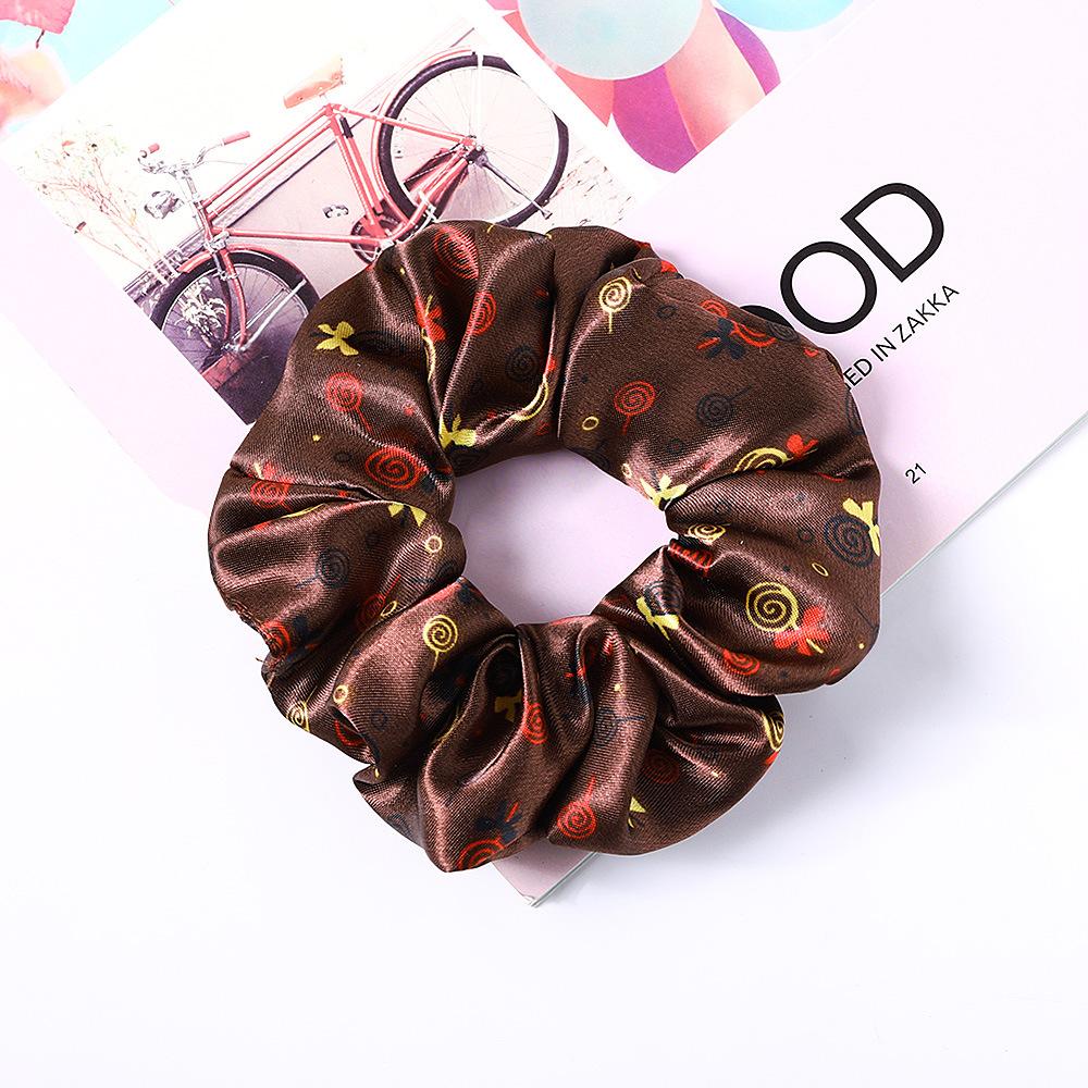 New Satin Printed Flower Floral Scrunchie Women Girls Elastic Hair Rubber Bands Accessories Tie Hair Ring Rope Holder Headdress