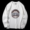 Long-Sleeved T-Shirt for Men 2025 Autum New Style American Retro Printed Pure Cotton Brushed T-Shirt Round Neck Casual Bottoming Shirt