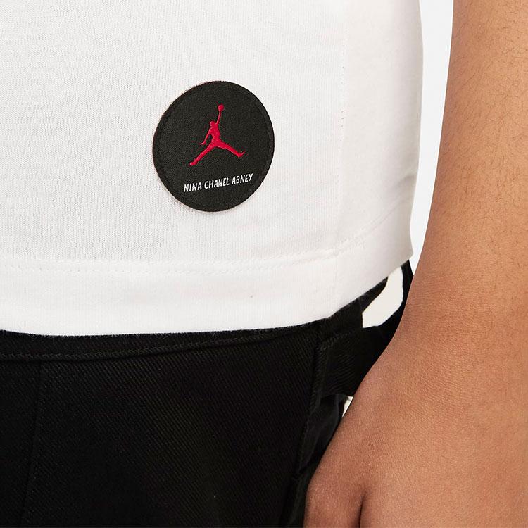 Jordan Character Oil Painting Print Short-Sleeve Crew Neck T-Shirt Women Tops White DO9806-100