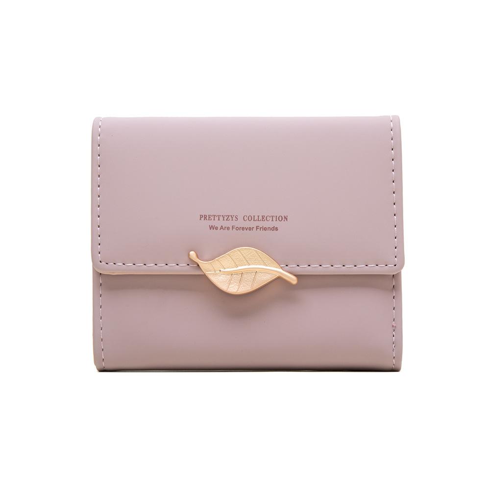 Damen Kurzportemonnaie Einfarbige Personalisierte Blatt-Schnalle Damen Handheld Beschneidungs-Clip