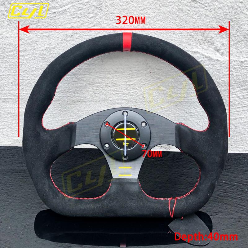 JDM Modified Racing Type D 13 "320mm Flat Drift Steering Wheel Suede Leather Sports Steering Wheel For Universal