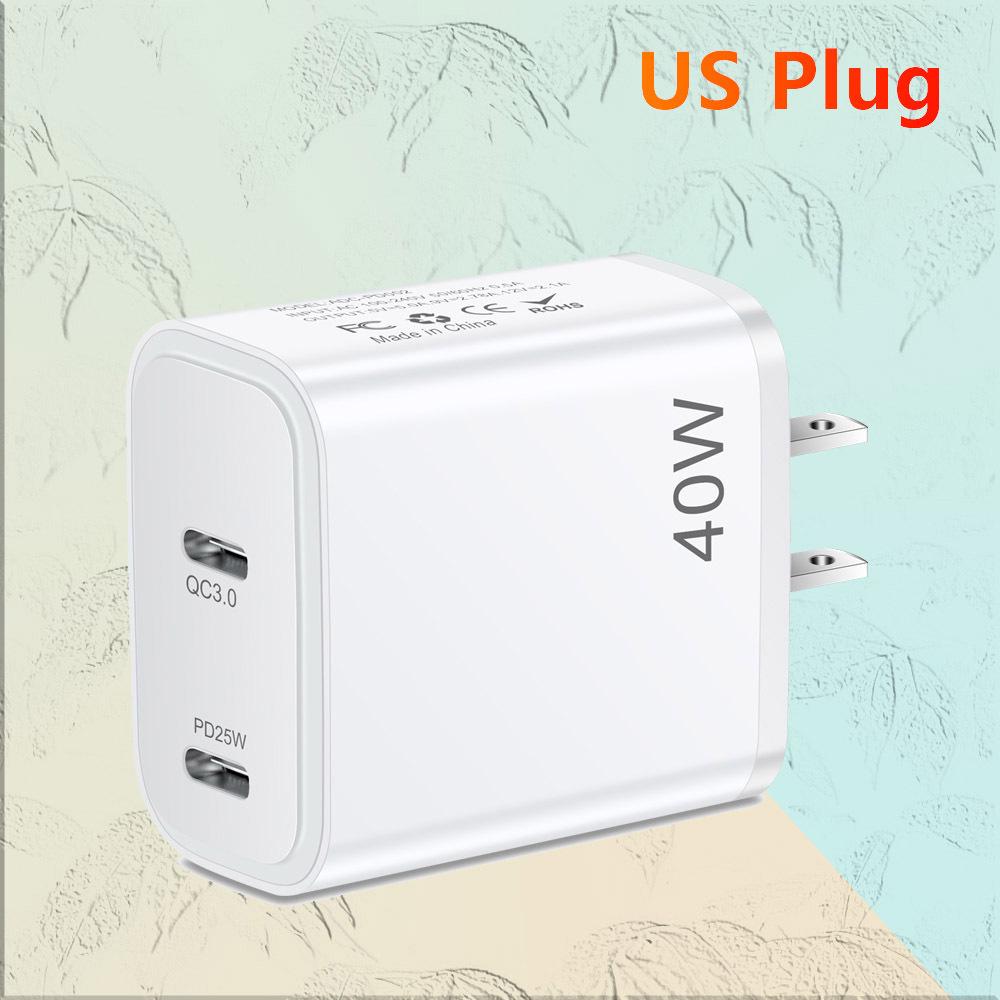 40W Dual PD Type-C Fast Charger for Mobile Phones - Travel-Friendly Charger Head