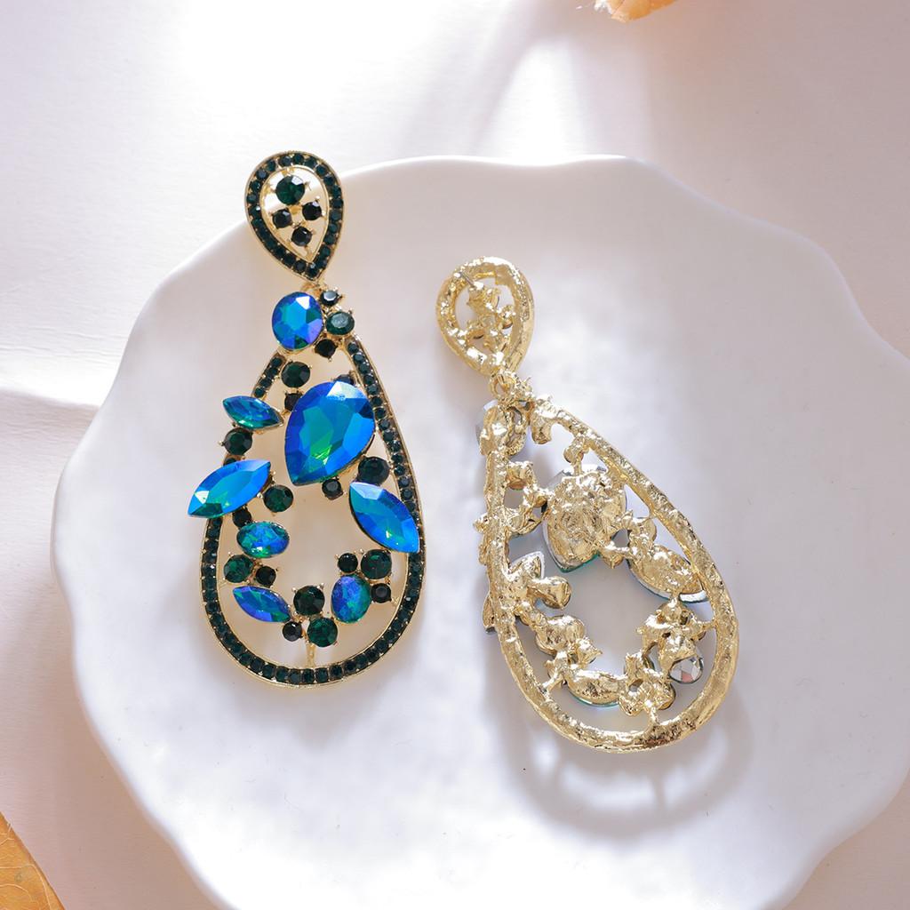 Geometric Alloy Drop Earrings With Gold Ear Pins For Ladies Party And Wedding Accessories