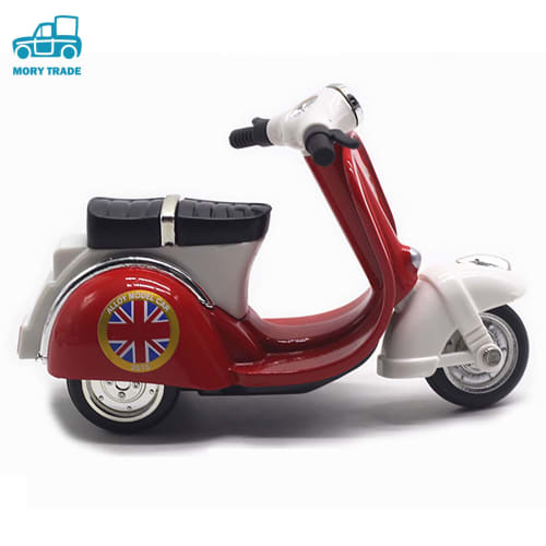 MORYTRADE Nostalgic Toy Retro Classic Pull-Back Car Diecast Miniature Car, Ages 6+, Set of 2 Scooters, Red and White